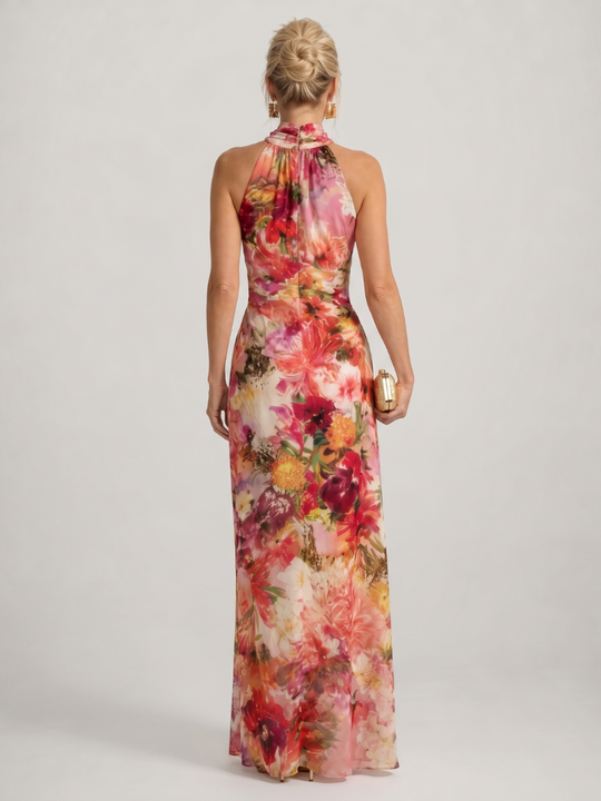 Elisabetta | Halter Neck Floral Print Maxi Dress