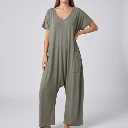 Elegant Wrap-Front Resort Style Jumpsuit